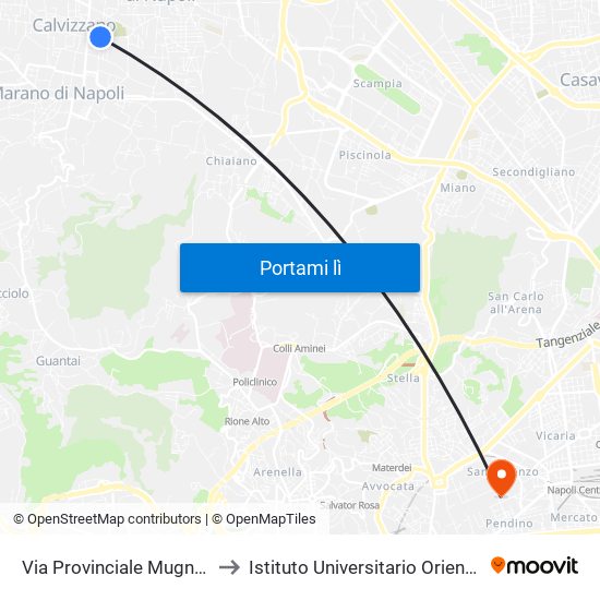 Via Provinciale Mugnano-C - Rif. Ex Stazione Alifana to Istituto Universitario Orientale - Palazzo Santa Maria Porta Coeli map