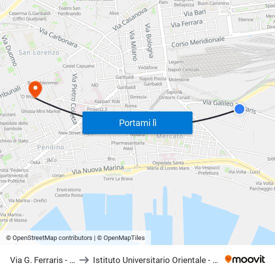 Via G. Ferraris - Rif. Deposito Eav to Istituto Universitario Orientale - Palazzo Santa Maria Porta Coeli map