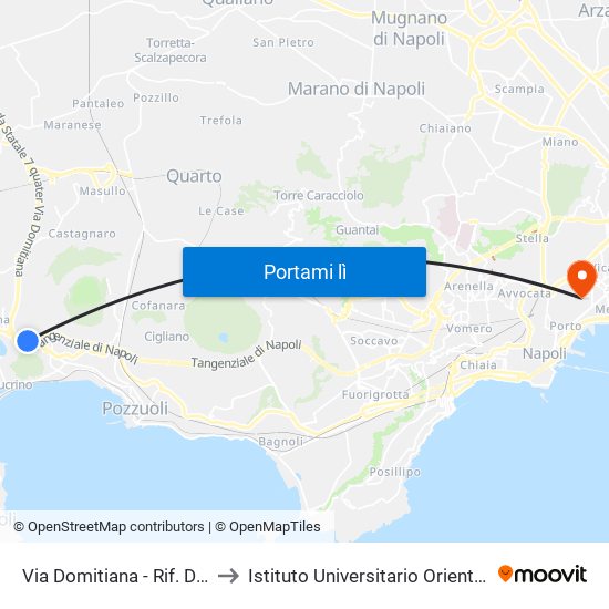 Via Domitiana - Rif. Damiani Fronte Distributore Ip to Istituto Universitario Orientale - Palazzo Santa Maria Porta Coeli map