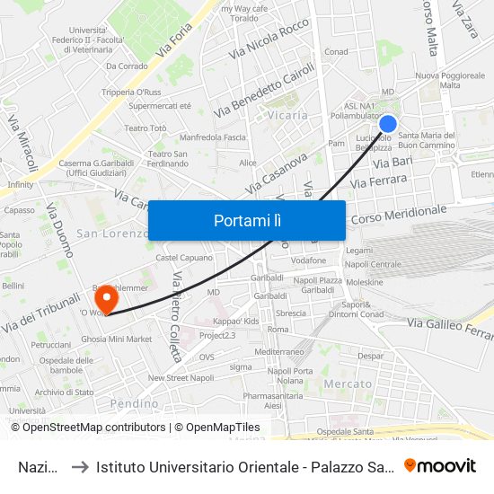 Nazionale to Istituto Universitario Orientale - Palazzo Santa Maria Porta Coeli map