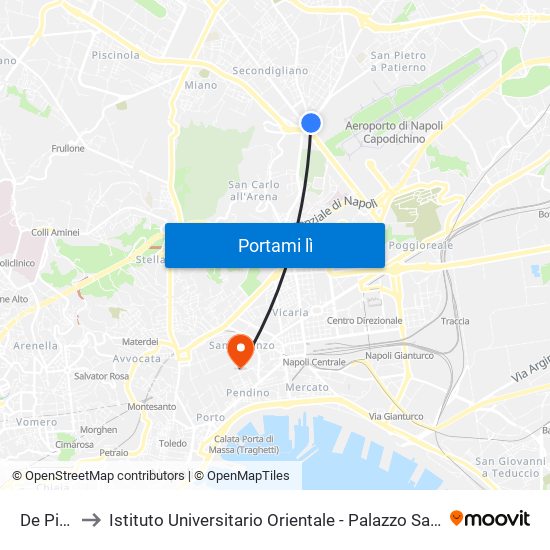 De Pinedo to Istituto Universitario Orientale - Palazzo Santa Maria Porta Coeli map
