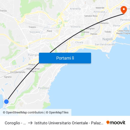 Coroglio - Cementir to Istituto Universitario Orientale - Palazzo Santa Maria Porta Coeli map