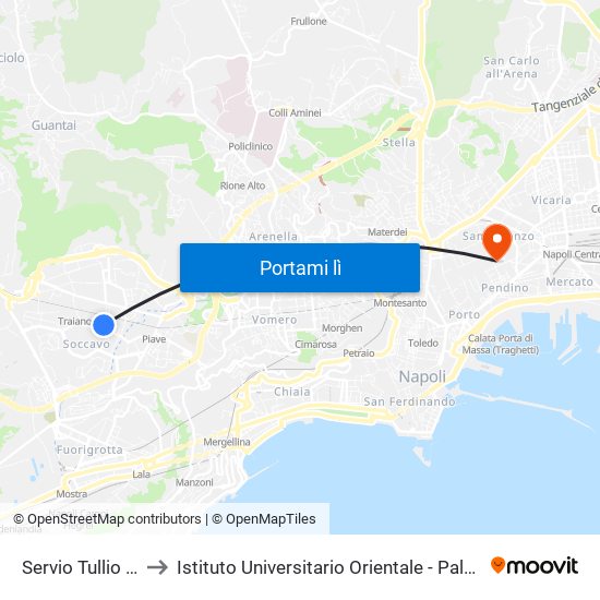 Servio Tullio - Quintiliano to Istituto Universitario Orientale - Palazzo Santa Maria Porta Coeli map