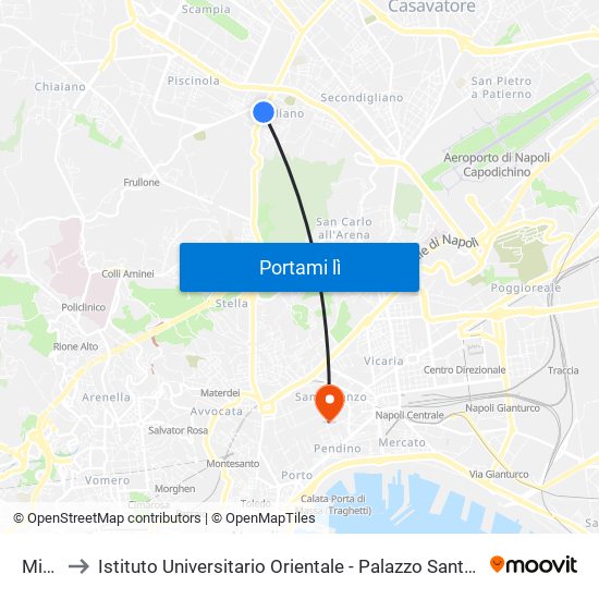 Miano to Istituto Universitario Orientale - Palazzo Santa Maria Porta Coeli map