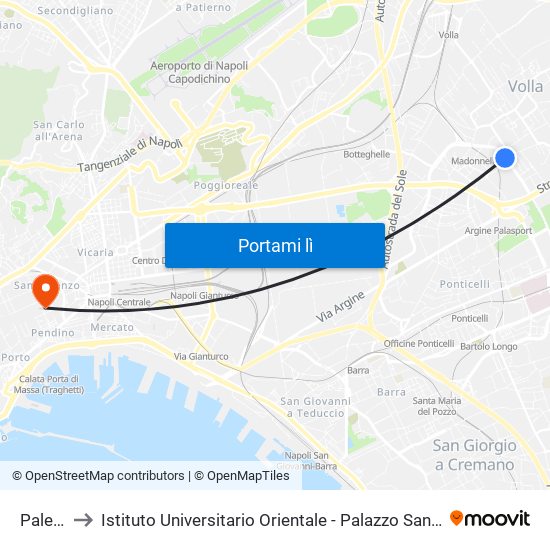 Palermo to Istituto Universitario Orientale - Palazzo Santa Maria Porta Coeli map