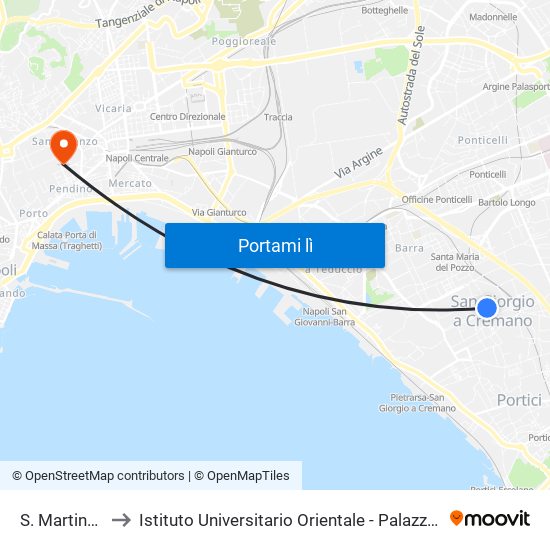 S. Martino - Mario to Istituto Universitario Orientale - Palazzo Santa Maria Porta Coeli map