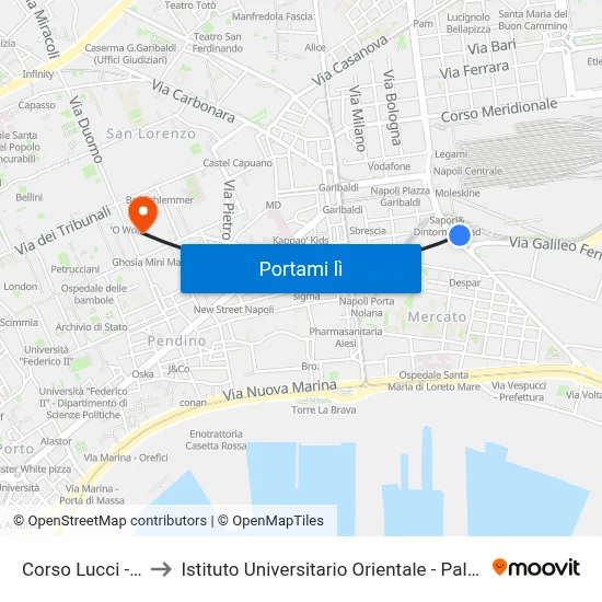 Corso Lucci - Stazione FS to Istituto Universitario Orientale - Palazzo Santa Maria Porta Coeli map