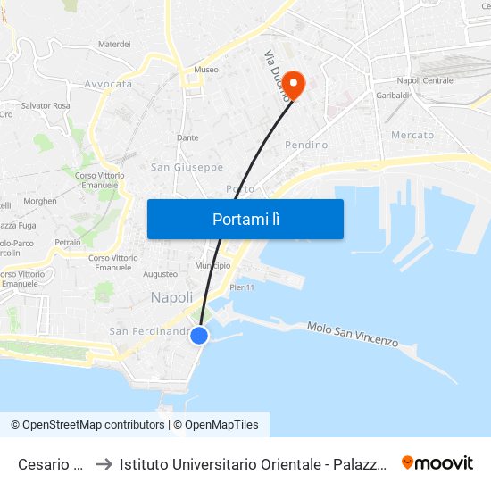 Cesario Console to Istituto Universitario Orientale - Palazzo Santa Maria Porta Coeli map