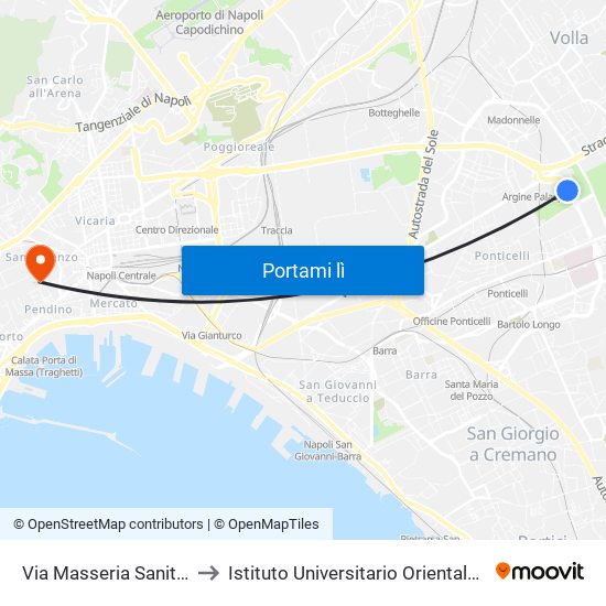 Via Masseria Sanità E Pace (Via A. Ninfo) to Istituto Universitario Orientale - Palazzo Santa Maria Porta Coeli map