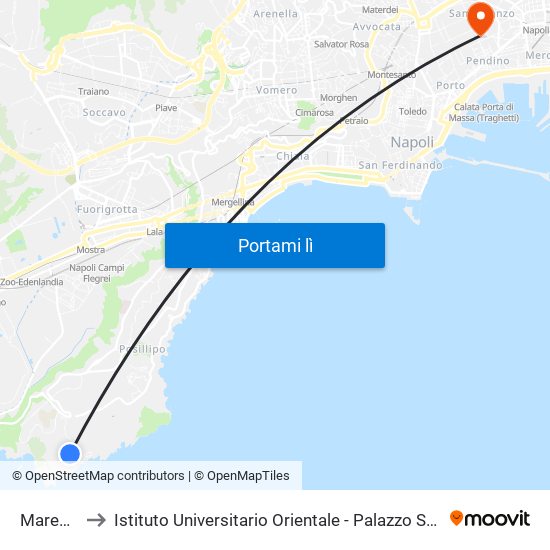 Marechiaro to Istituto Universitario Orientale - Palazzo Santa Maria Porta Coeli map