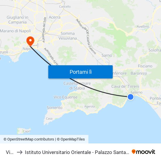 Vietri to Istituto Universitario Orientale - Palazzo Santa Maria Porta Coeli map