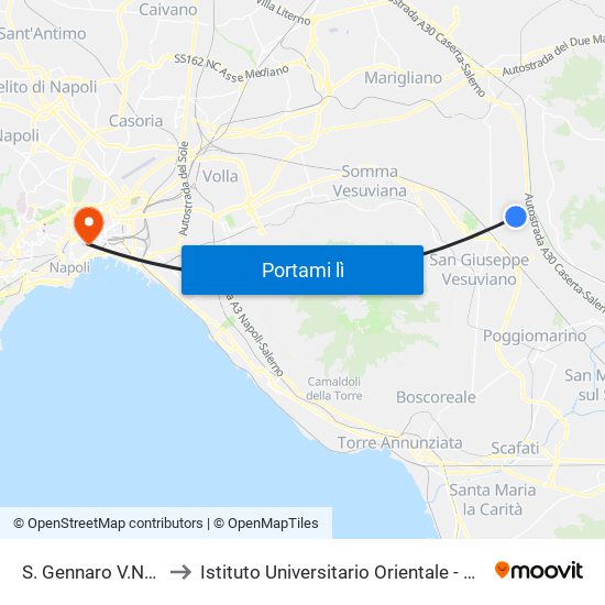 S. Gennaro V.No - Via Nola, 109 to Istituto Universitario Orientale - Palazzo Santa Maria Porta Coeli map