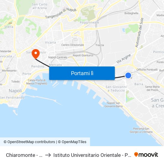 Chiaromonte - Direzione Barra to Istituto Universitario Orientale - Palazzo Santa Maria Porta Coeli map