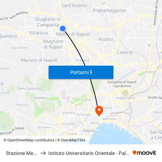 Stazione Metrocampania to Istituto Universitario Orientale - Palazzo Santa Maria Porta Coeli map