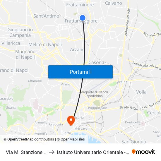 Via M. Stanzione - Rif. Civico N° 175 to Istituto Universitario Orientale - Palazzo Santa Maria Porta Coeli map