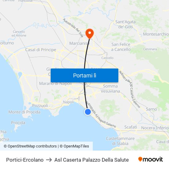 Portici-Ercolano to Asl Caserta Palazzo Della Salute map
