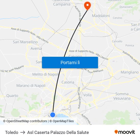 Toledo to Asl Caserta Palazzo Della Salute map