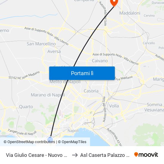 Via Giulio Cesare - Nuovo Capolinea Ctp to Asl Caserta Palazzo Della Salute map