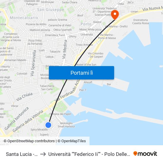 Santa Lucia - Plebiscito to Università ""Federico Ii"" - Polo Delle Scienze Umane E Sociali map