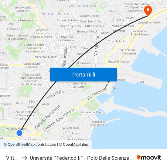 Vittoria to Università ""Federico Ii"" - Polo Delle Scienze Umane E Sociali map