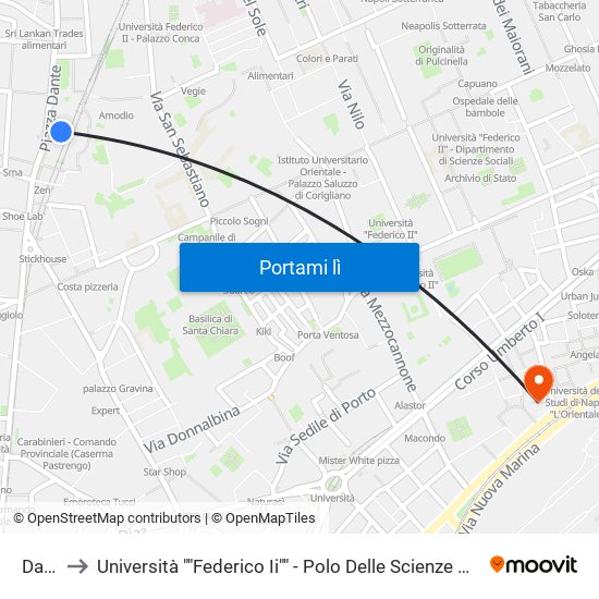 Dante to Università ""Federico Ii"" - Polo Delle Scienze Umane E Sociali map