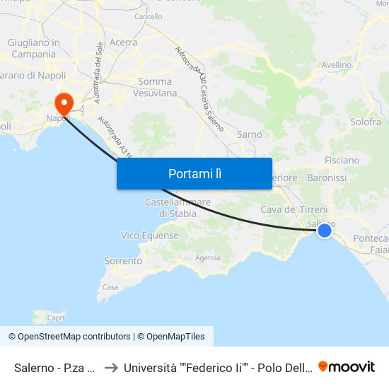 Salerno - P.za XXIV Maggio to Università ""Federico Ii"" - Polo Delle Scienze Umane E Sociali map