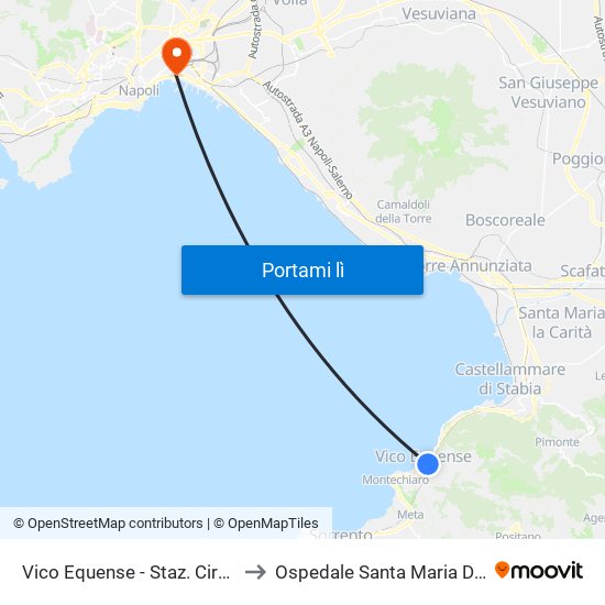 Vico Equense - Staz. Circumvesuviana to Ospedale Santa Maria Di Loreto Mare map