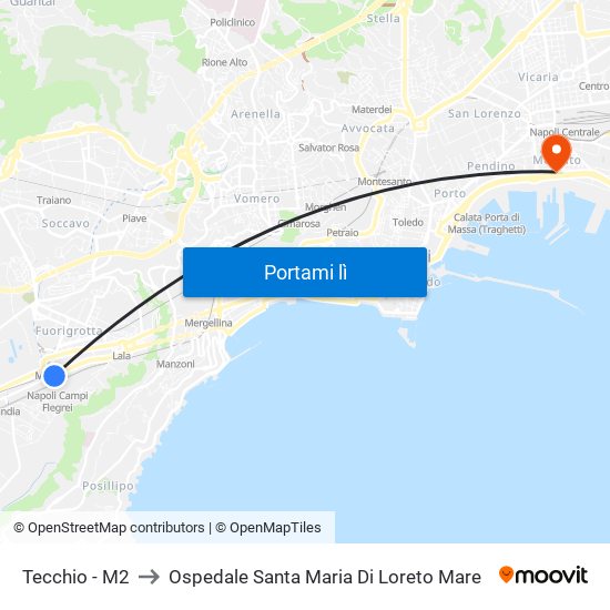 Tecchio - M2 to Ospedale Santa Maria Di Loreto Mare map