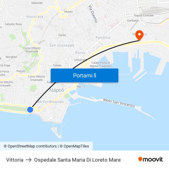 Vittoria to Ospedale Santa Maria Di Loreto Mare map