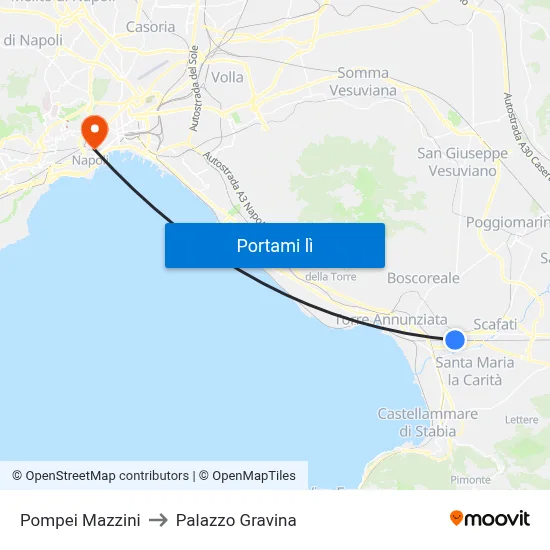 Pompei Mazzini to Palazzo Gravina map