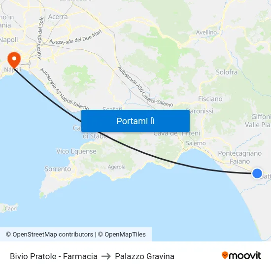 Bivio Pratole - Farmacia to Palazzo Gravina map