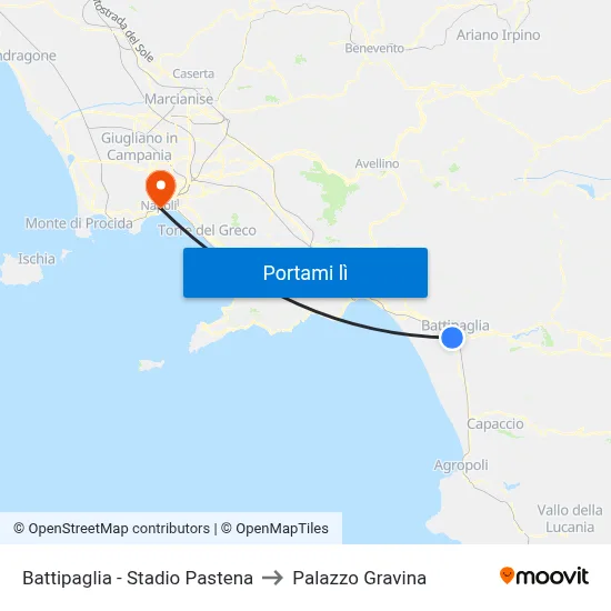 Battipaglia - Stadio Pastena to Palazzo Gravina map