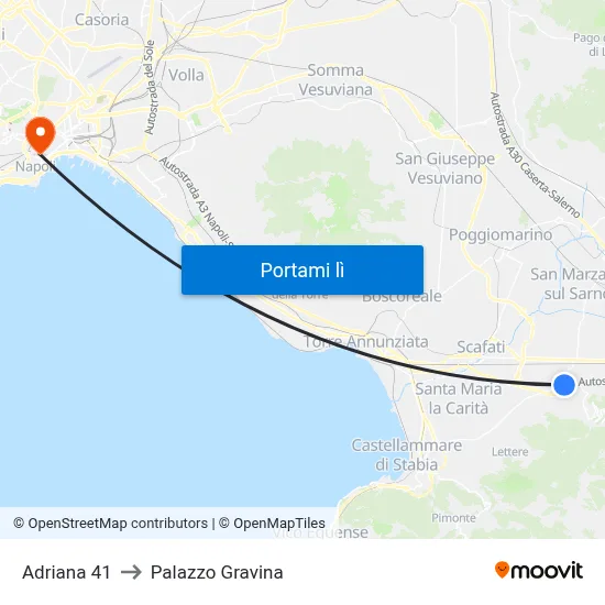 Adriana 41 to Palazzo Gravina map