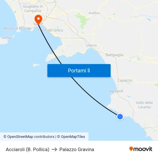 Acciaroli (B. Pollica) to Palazzo Gravina map