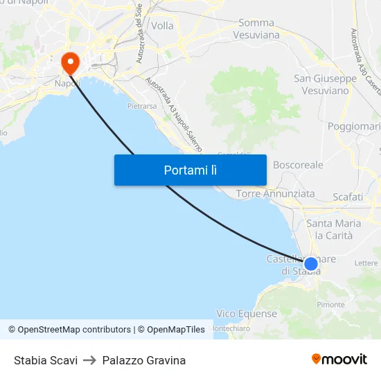Stabia Scavi to Palazzo Gravina map