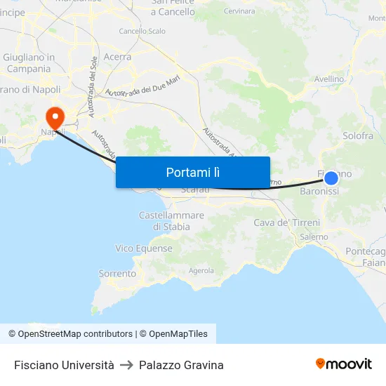 Fisciano Università to Palazzo Gravina map