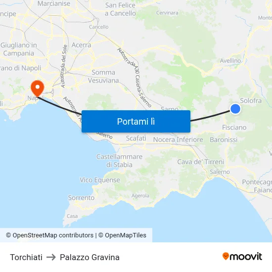 Torchiati to Palazzo Gravina map