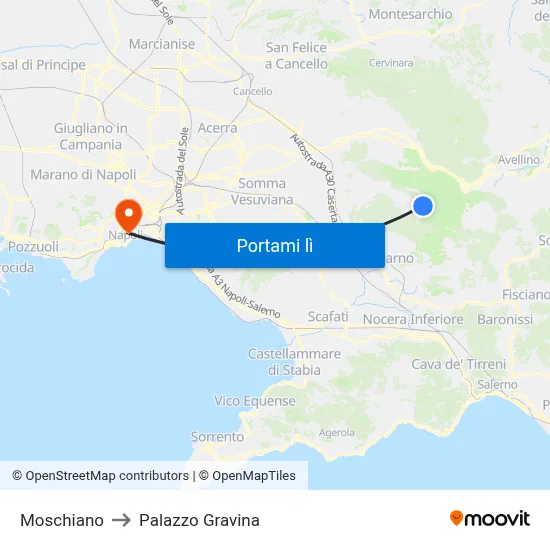 Moschiano to Palazzo Gravina map