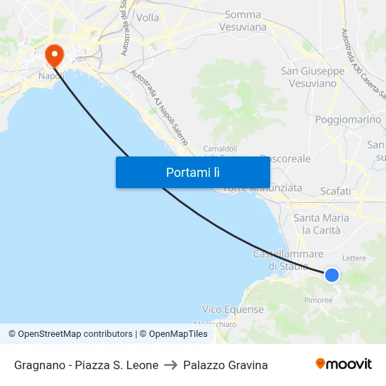 Gragnano - Piazza S. Leone to Palazzo Gravina map