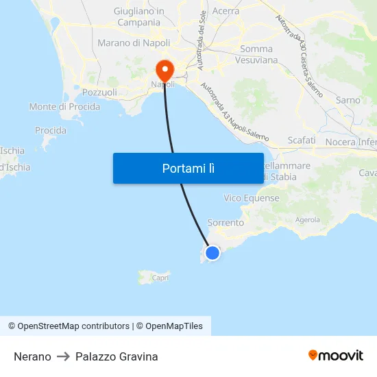 Nerano to Palazzo Gravina map