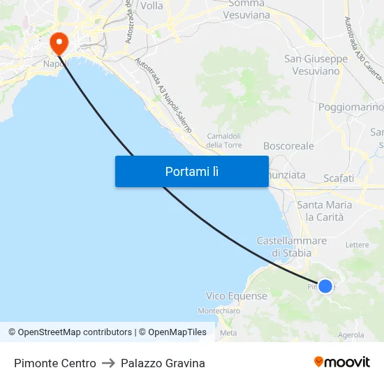 Pimonte Centro to Palazzo Gravina map