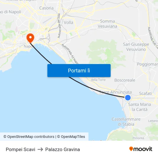 Pompei Scavi to Palazzo Gravina map