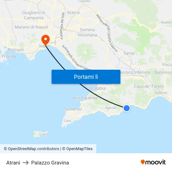 Atrani to Palazzo Gravina map