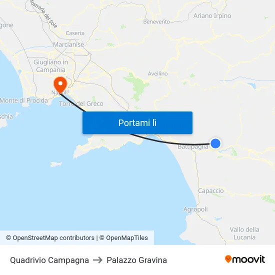 Quadrivio Campagna to Palazzo Gravina map