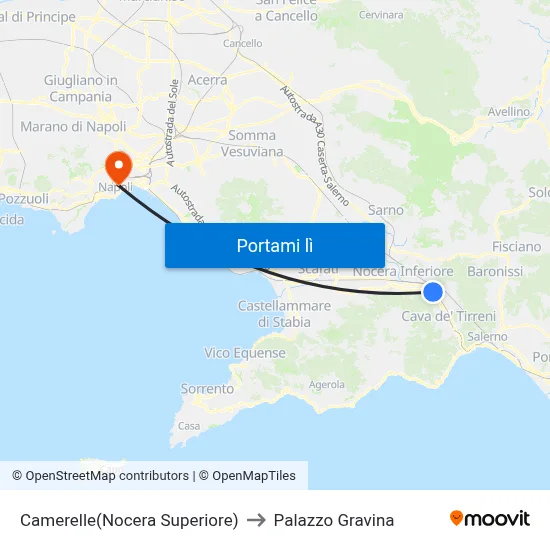 Camerelle(Nocera Superiore) to Palazzo Gravina map