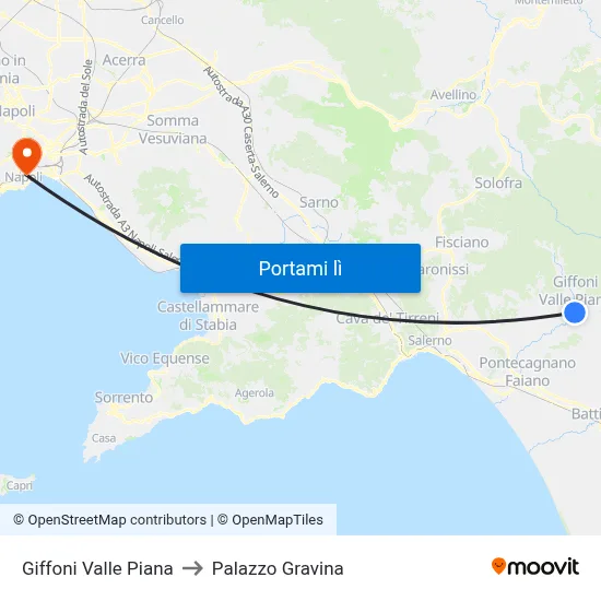Giffoni Valle Piana to Palazzo Gravina map