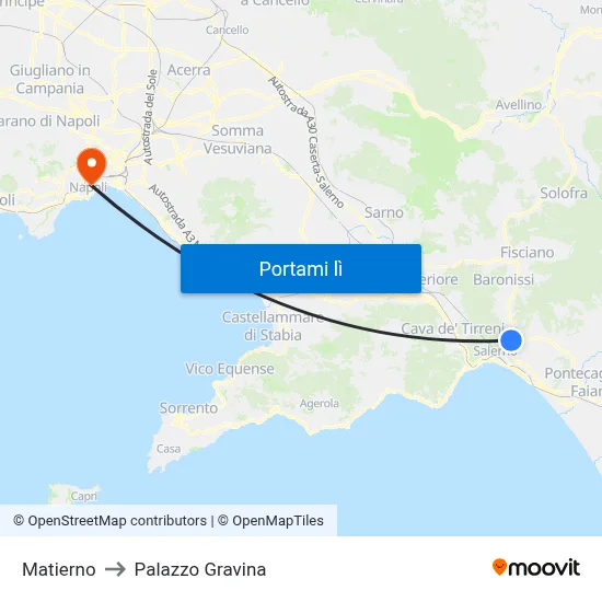 Matierno to Palazzo Gravina map