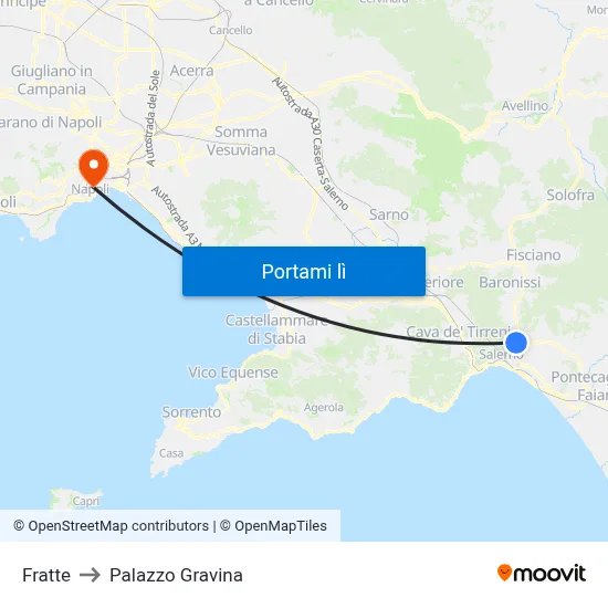 Fratte to Palazzo Gravina map