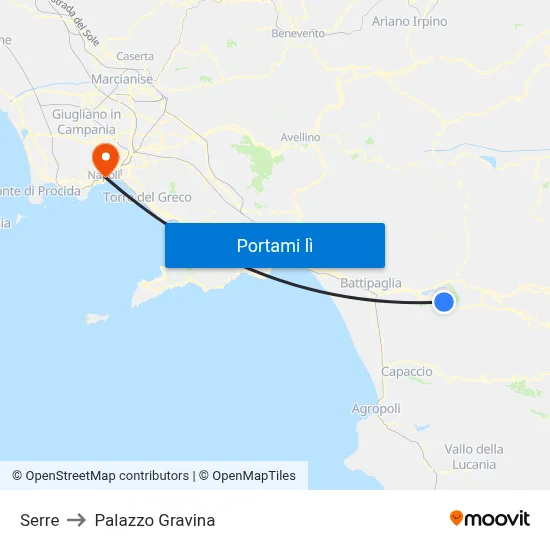 Serre to Palazzo Gravina map