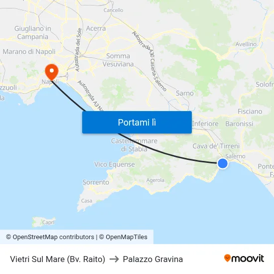 Vietri Sul Mare (Bv. Raito) to Palazzo Gravina map